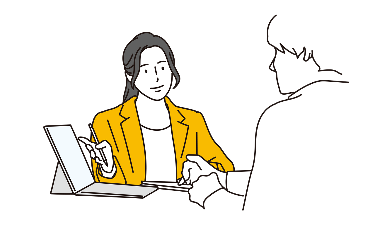 説明をする女性